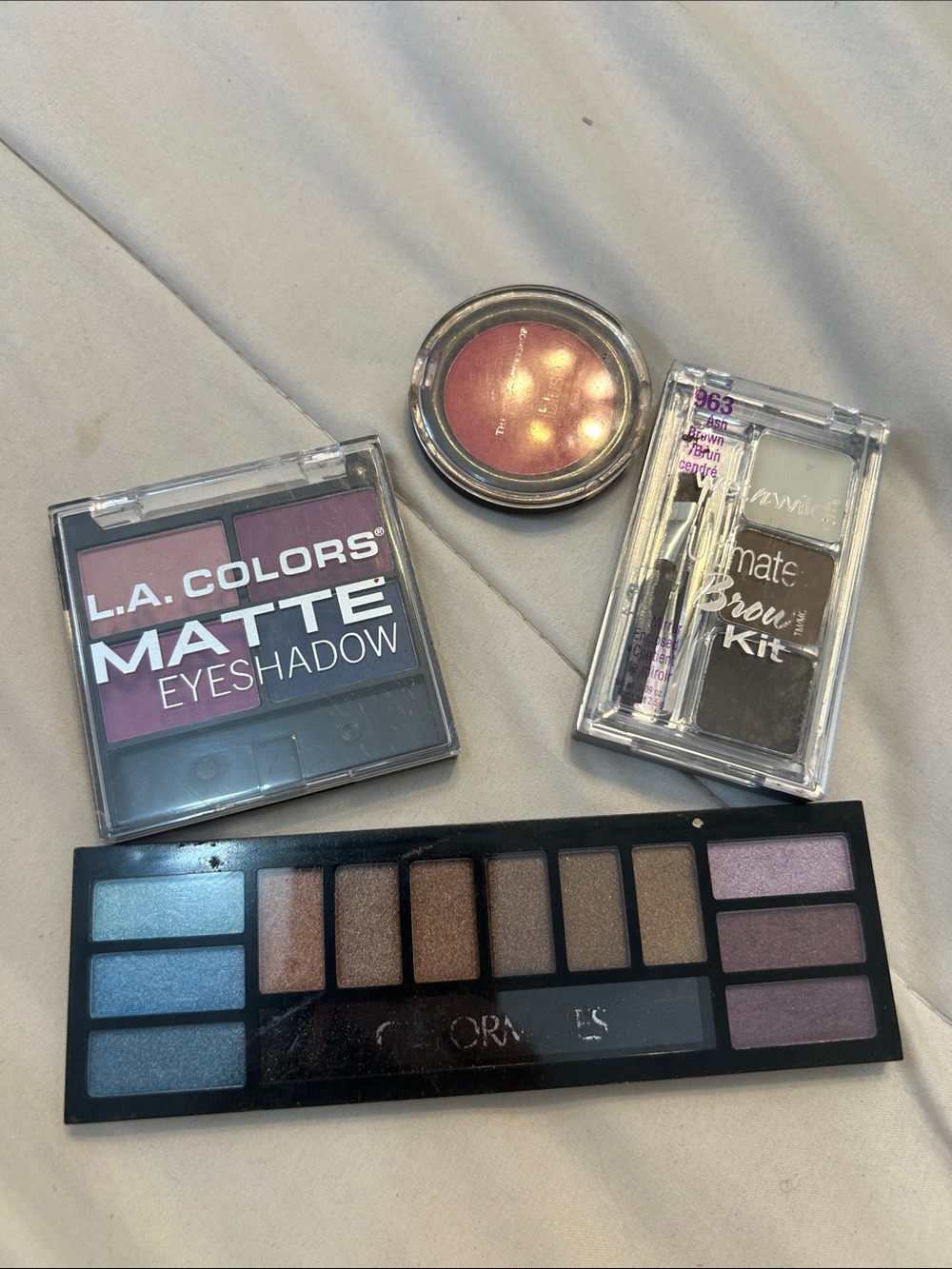 L.A. COLORS Matte Eyeshadow Palette & Assorted Makeup Set - Pink, Brown, Bronze